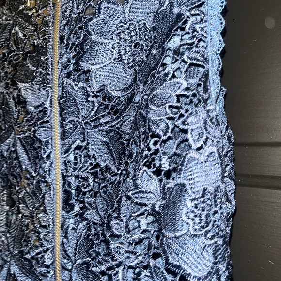 Vintage intermix peplum navy blue top with black zipper - Picture 2 of 5